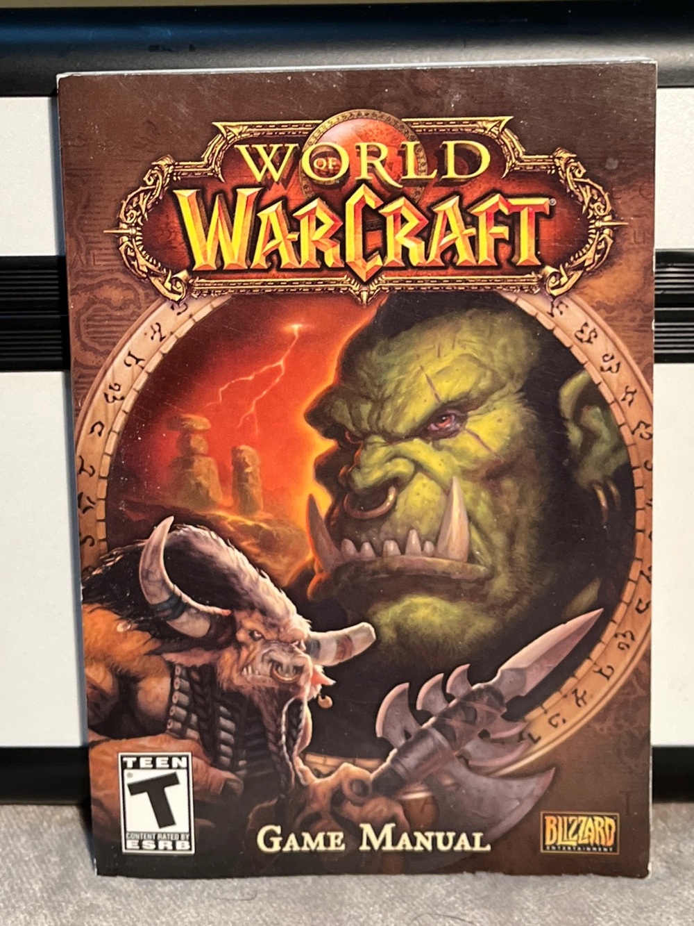 Vintage World of Warcraft Game Manual Wall Art - Green Orc Cover